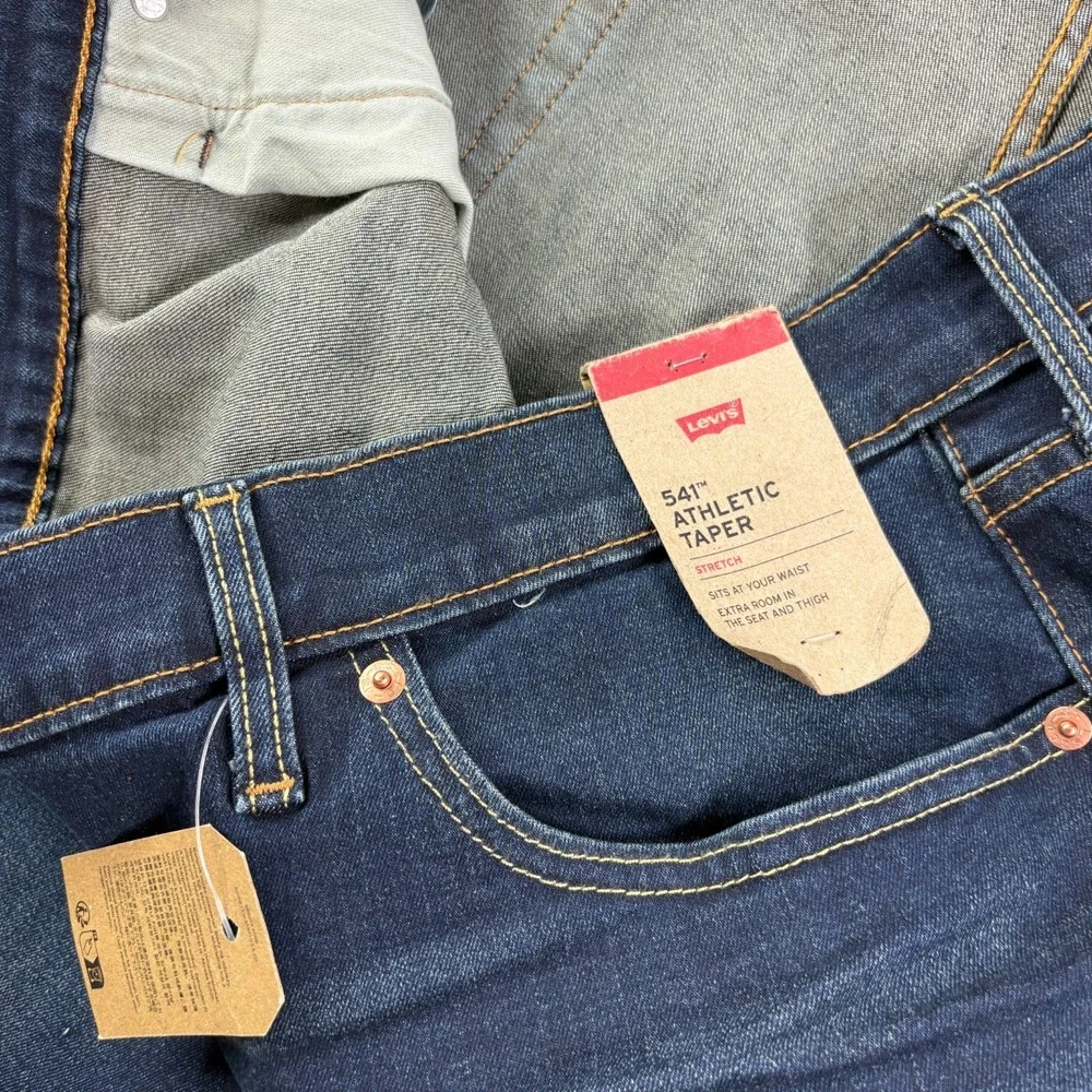 Levis 541 Jeans Mens 50x30 Blue Athletic Taper Stretch Denim NEW